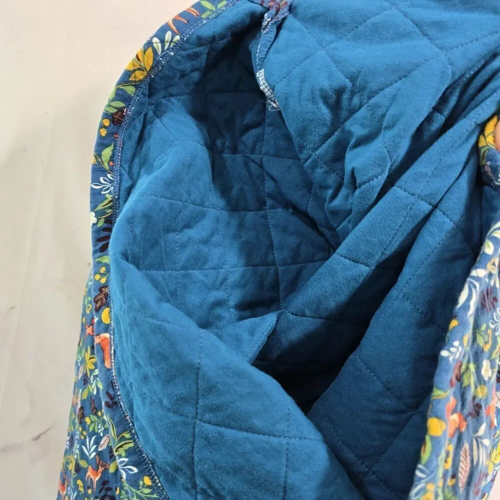 Talbots Pullover Womens Large Woodland Ditsy Quilted Sweatshirt Fox Deer Acorn - Picture 8 of 12